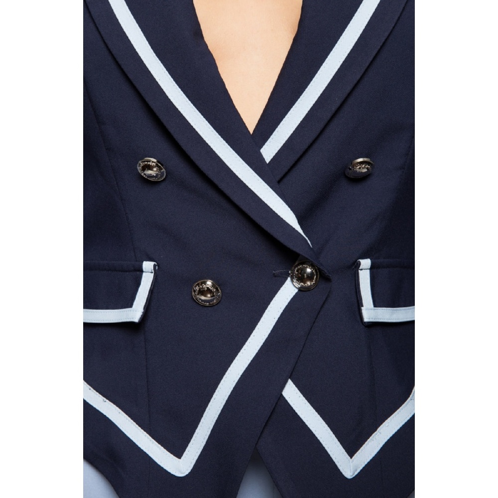 LAST 1! Blue Double Breasted Blazer Jacket - Picture 3 of 4